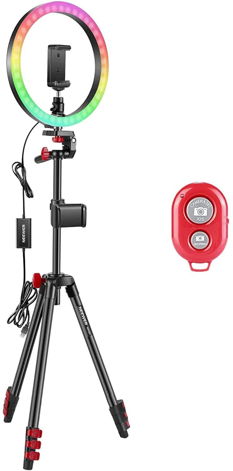 Neewer 12-inch RGB Ring Light Selfie Light Ring with Tripod Stand & Phone Holder